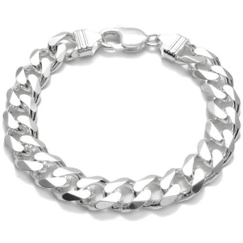 Classic Sterling Silver Cuban Link Chain Bracelet in 11mm (Gauge 300) width. Available in 8" and 9" Lengths. - Joyeria Lady