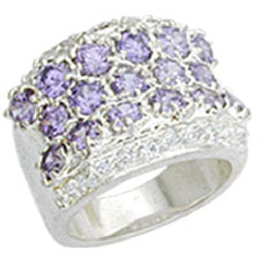 12507 - High-Polished 925 Sterling Silver Ring with AAA Grade CZ  in Light Amethyst - Joyeria Lady