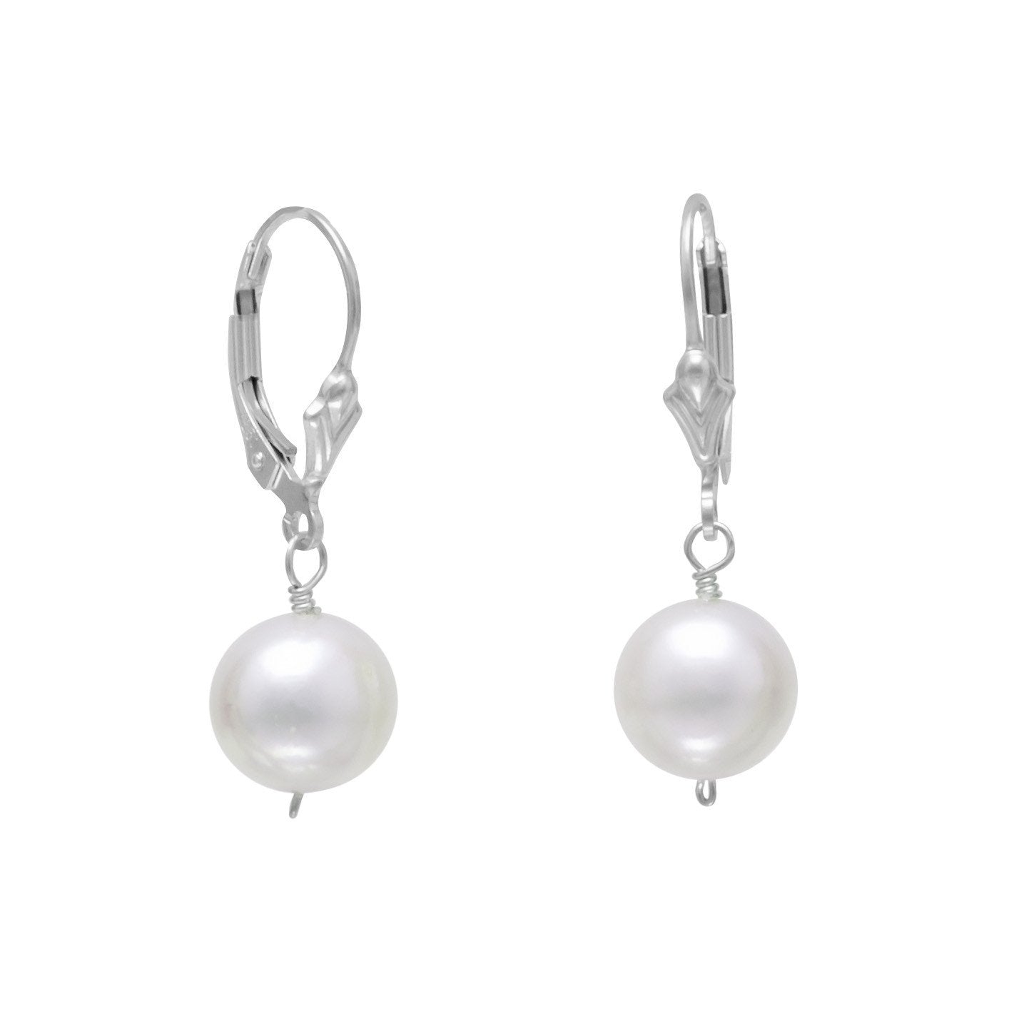 White Cultured Freshwater Pearl Lever Back Earrings - Joyeria Lady