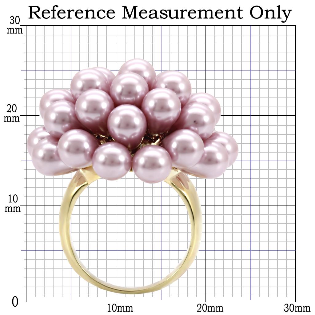 1W051 Gold Brass Ring with Synthetic in Light Amethyst - Joyeria Lady