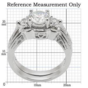 1W002 Rhodium Brass Ring with AAA Grade CZ in Clear