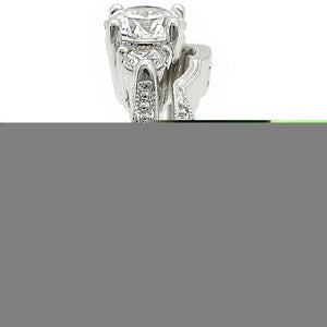 1W002 Rhodium Brass Ring with AAA Grade CZ in Clear