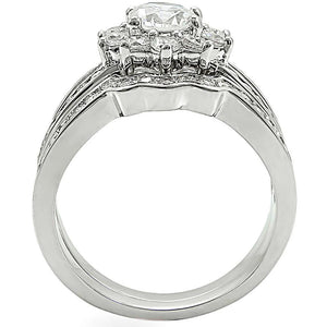 1W008 Rhodium Brass Ring with AAA Grade CZ in Clear