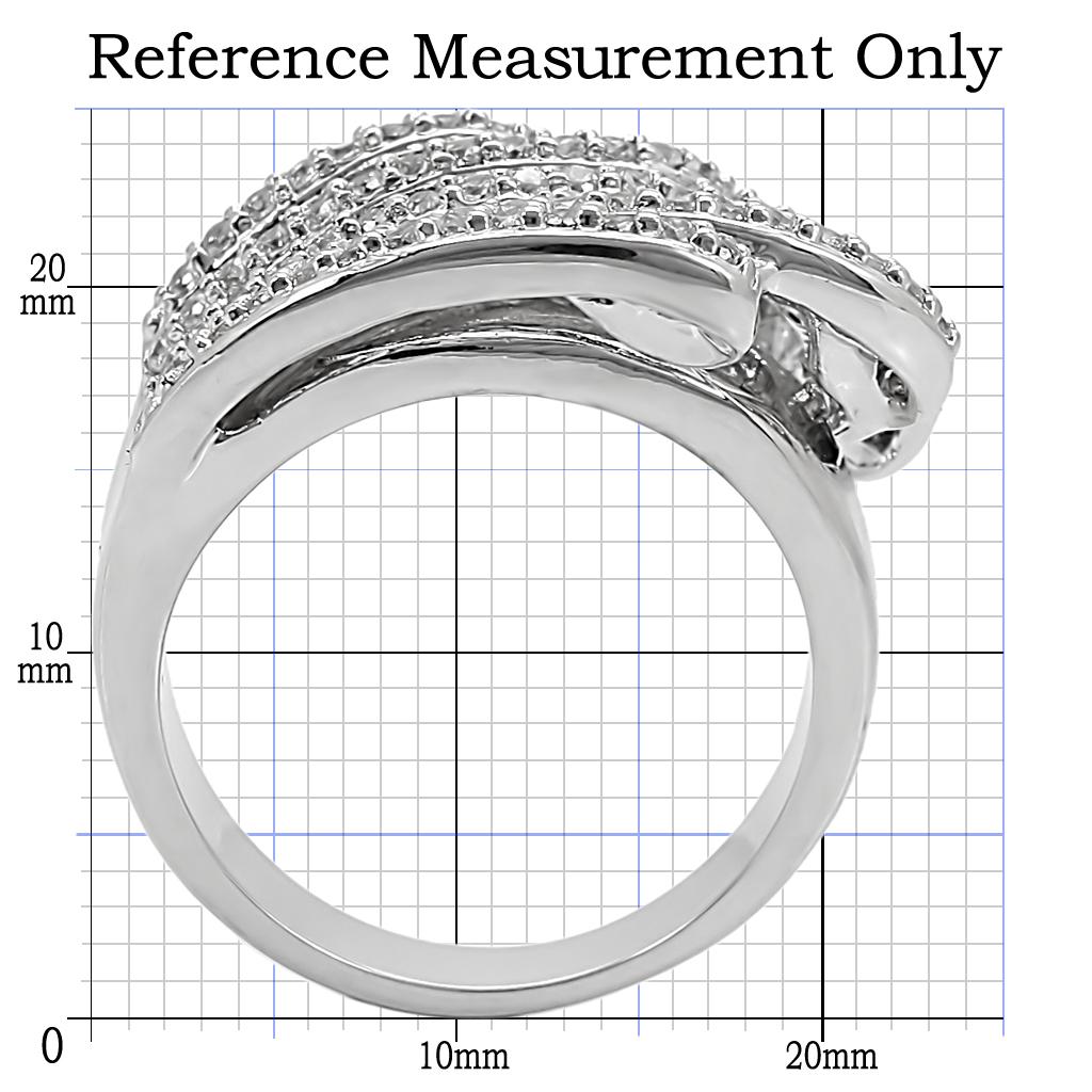 1W018 Rhodium Brass Ring with AAA Grade CZ in Clear - Joyeria Lady