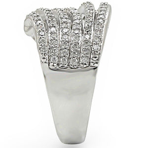 1W018 Rhodium Brass Ring with AAA Grade CZ in Clear