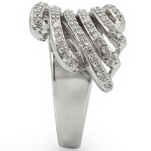 1W018 Rhodium Brass Ring with AAA Grade CZ in Clear