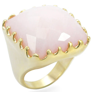 1W041 Gold Brass Ring with Synthetic in Rose - Joyeria Lady