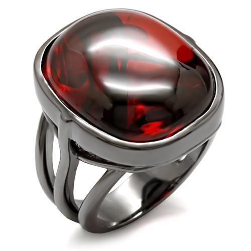 1W100 Ruthenium Brass Ring with AAA Grade CZ in Garnet - Joyeria Lady