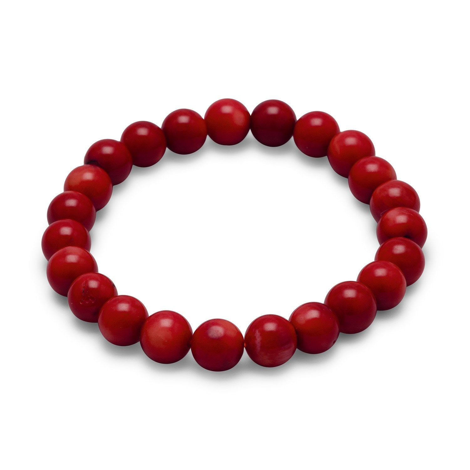 Red Coral Bead Stretch Bracelet - Joyeria Lady