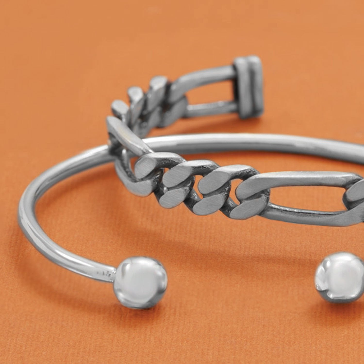 Men's Cuff Bracelet with Ball Ends - Joyeria Lady