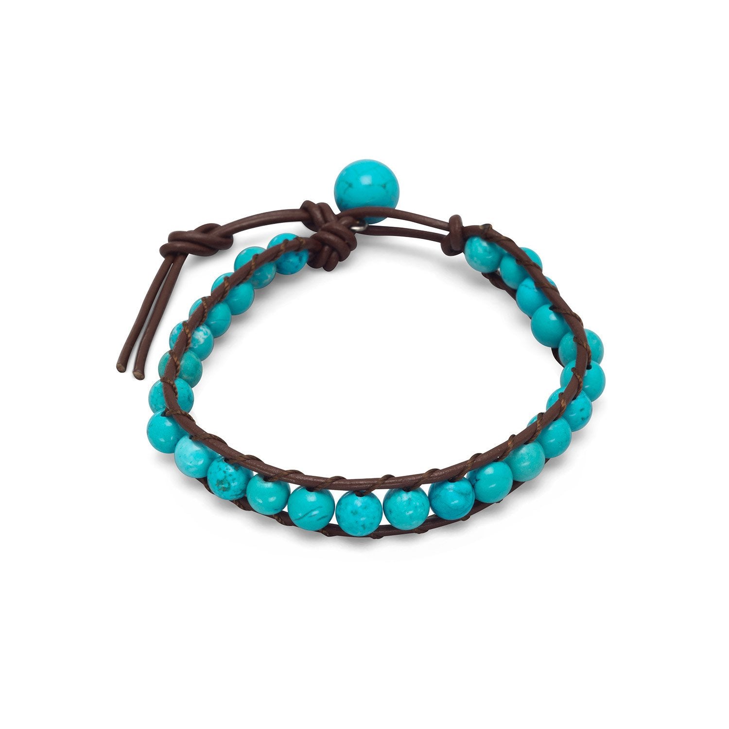 7"+1" Leather and Magnesite Bracelet - Joyeria Lady