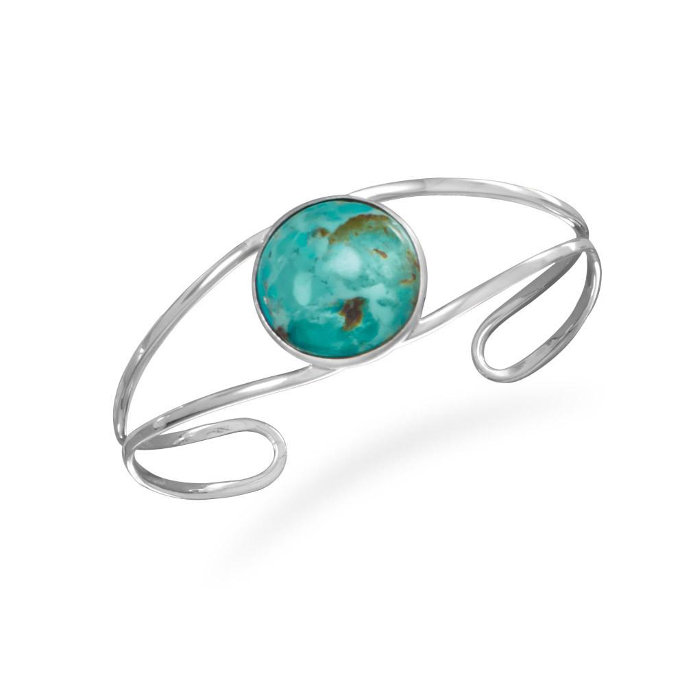 Open Band Cuff with Turquoise - Joyeria Lady
