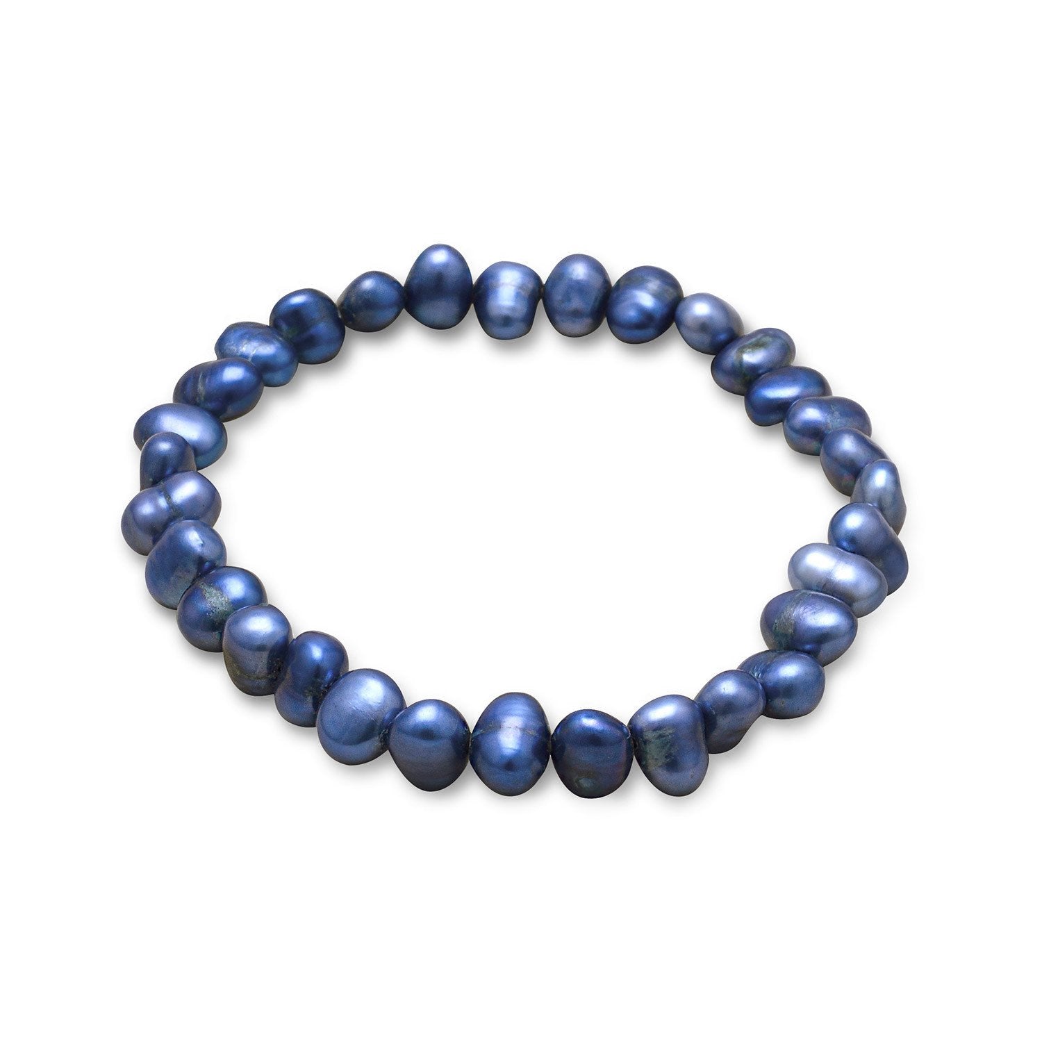 Dark Blue Cultured Freshwater Pearl Stretch Bracelet - Joyeria Lady
