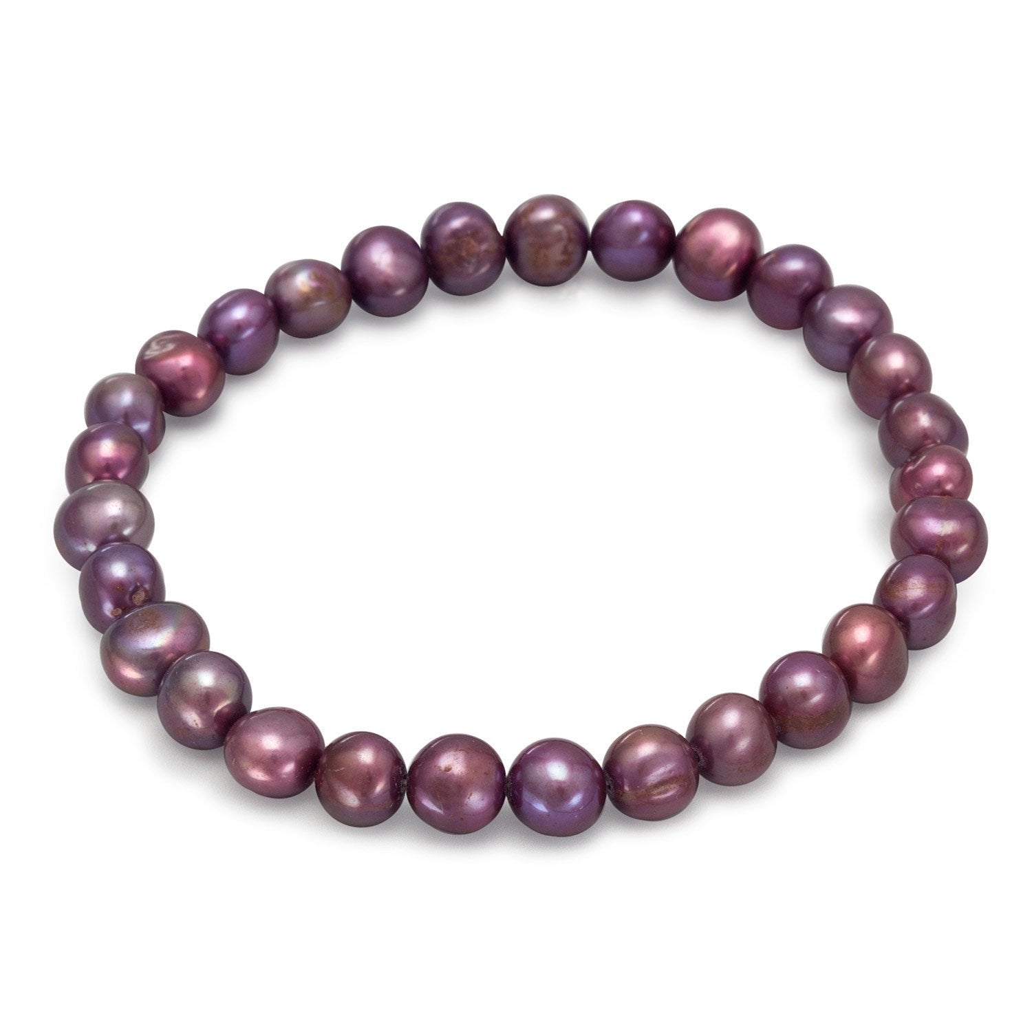 Maroon Cultured Freshwater Pearl Stretch Bracelet - Joyeria Lady
