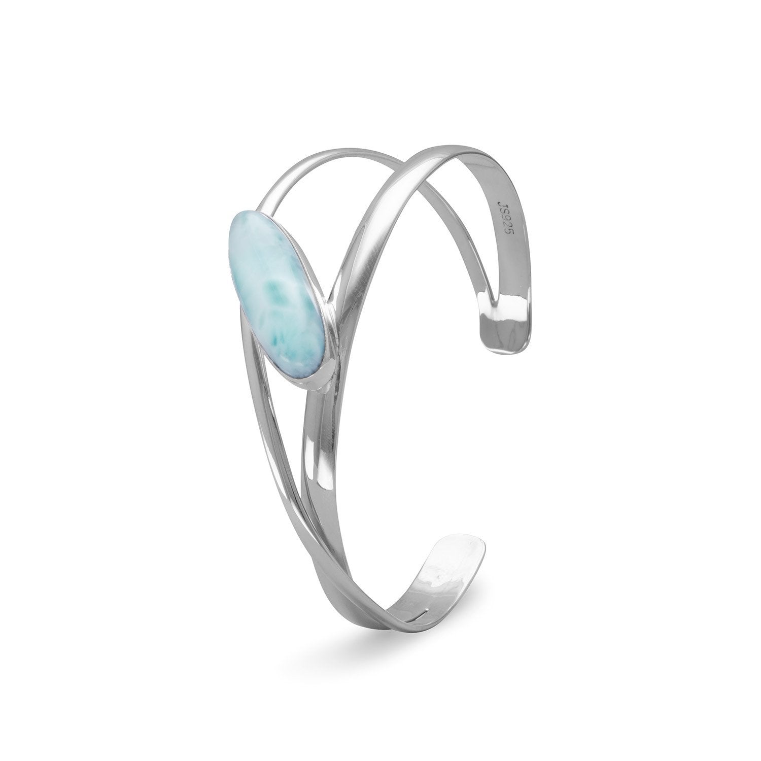 Large Oblong Larimar Cuff Bracelet - Joyeria Lady