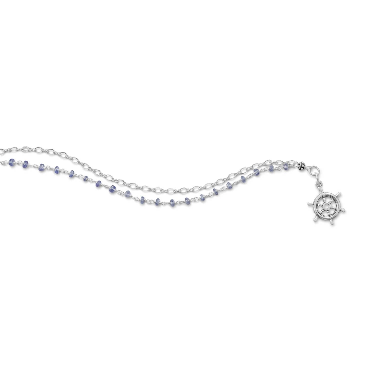 Double Strand Bracelet with Tanzanite and Ships Helm Charm - Joyeria Lady