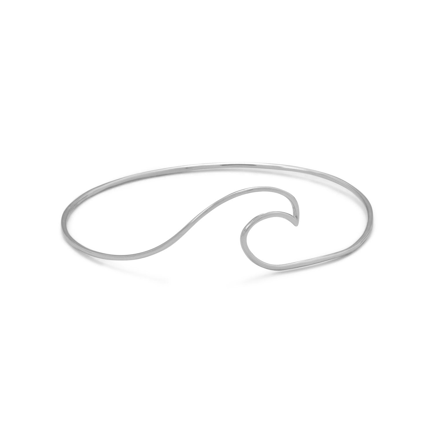Rhodium Plated Wave Bangle - Joyeria Lady