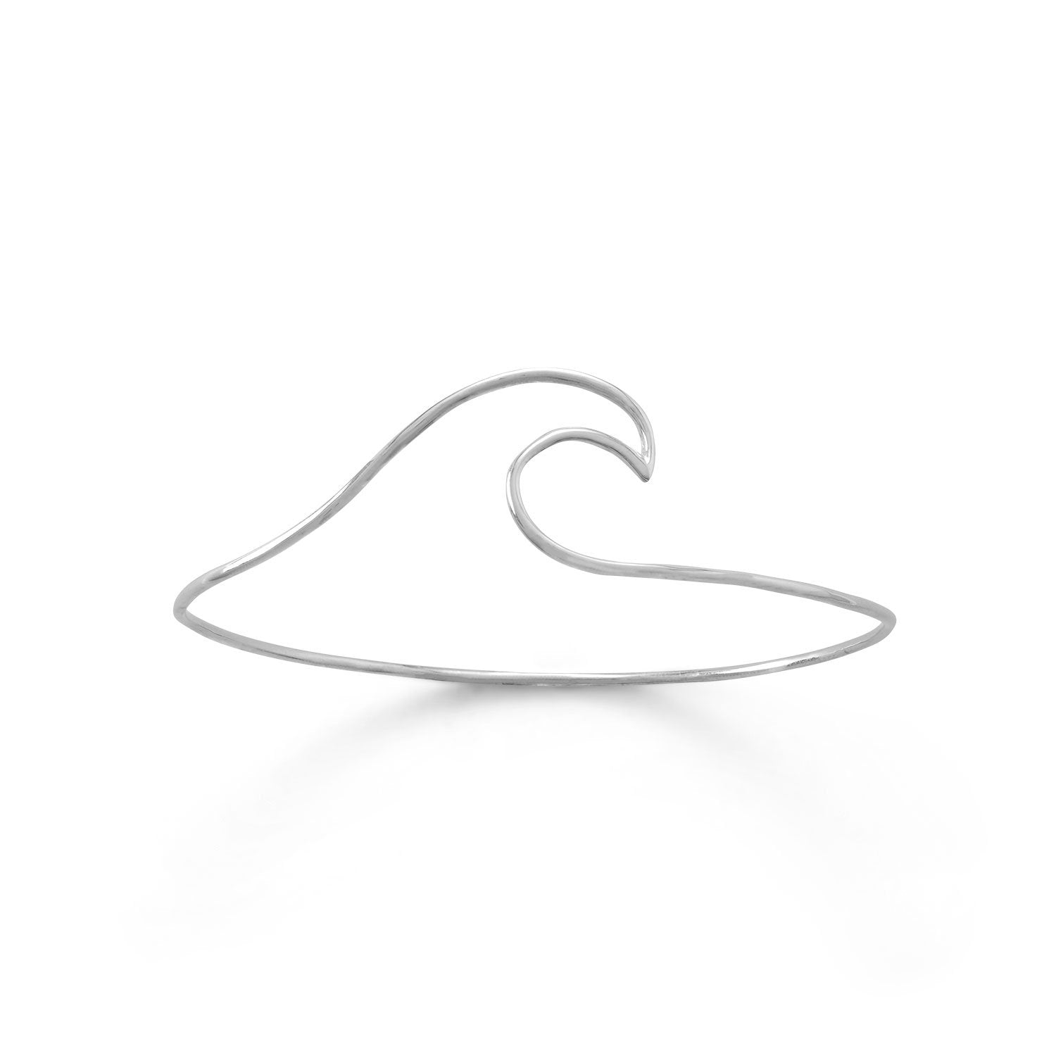 Rhodium Plated Wave Bangle - Joyeria Lady