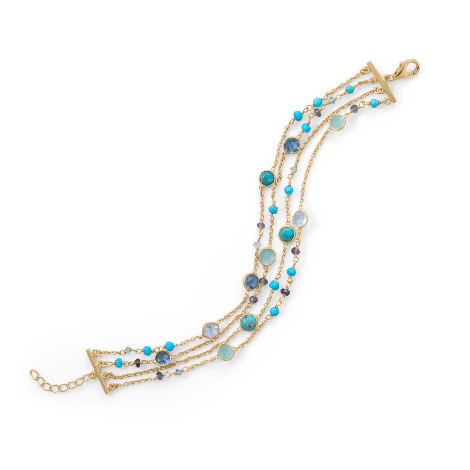 14 Karat Gold Plated Multi Stone Bracelet - Joyeria Lady