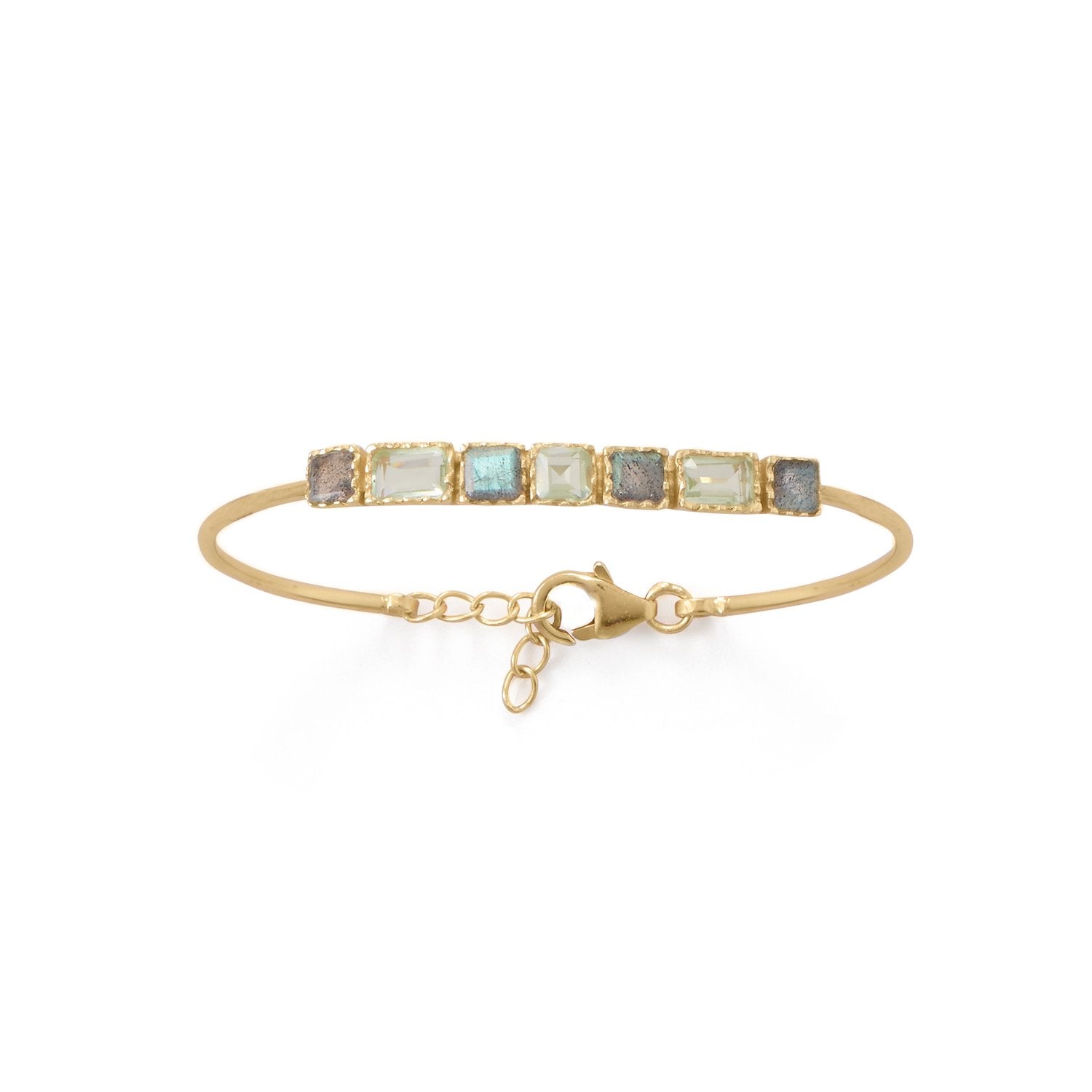 14 Karat Gold Plated Labradorite and Prasiolite Bracelet - Joyeria Lady