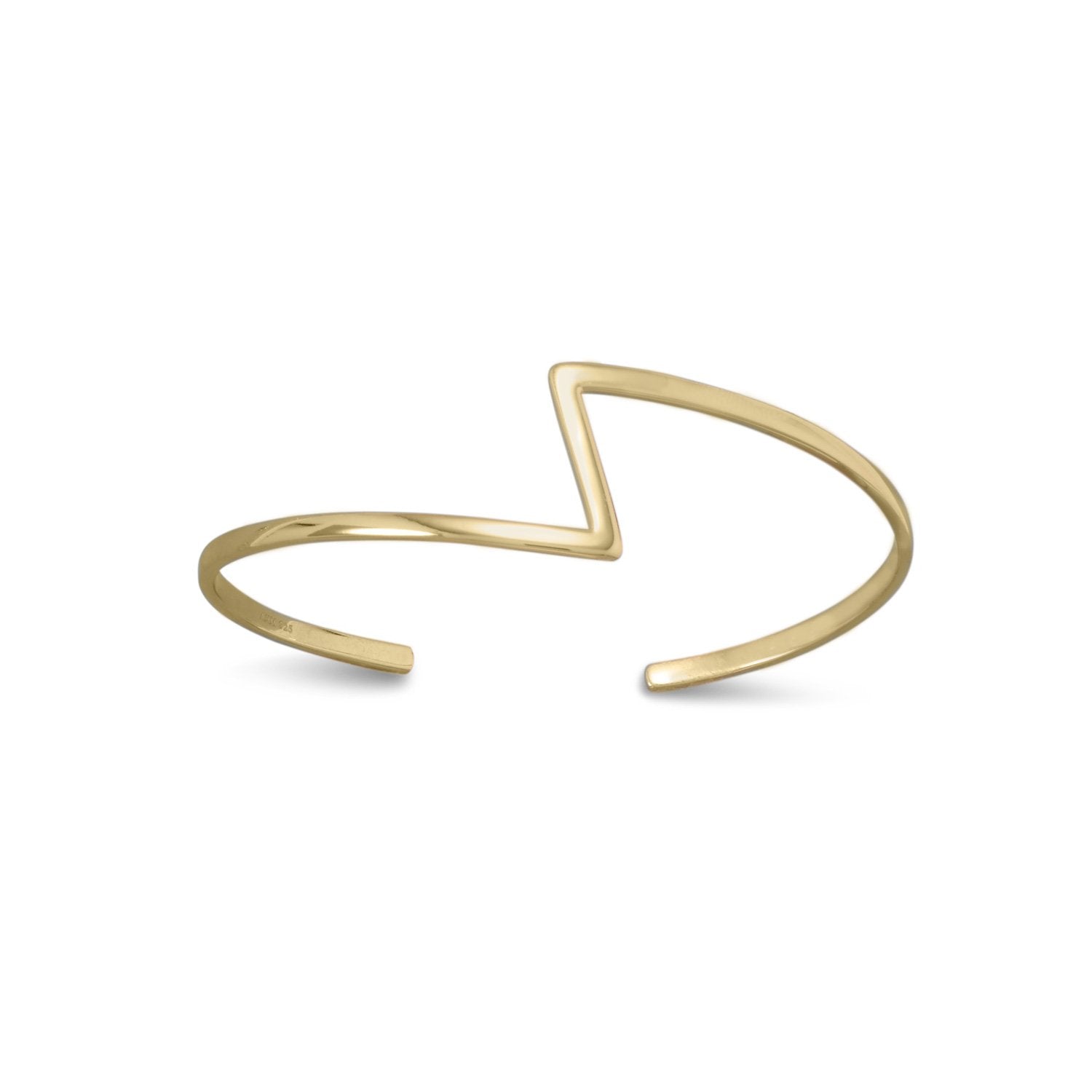 14 Karat Gold Plated Zig Zag Cuff - Joyeria Lady