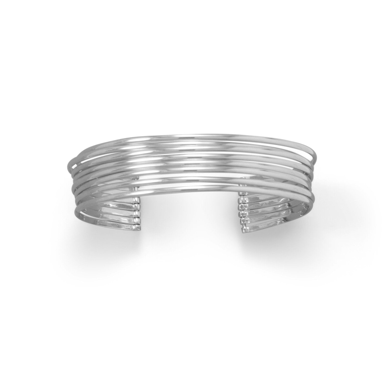 Rhodium Plated 8 Row Cuff - Joyeria Lady