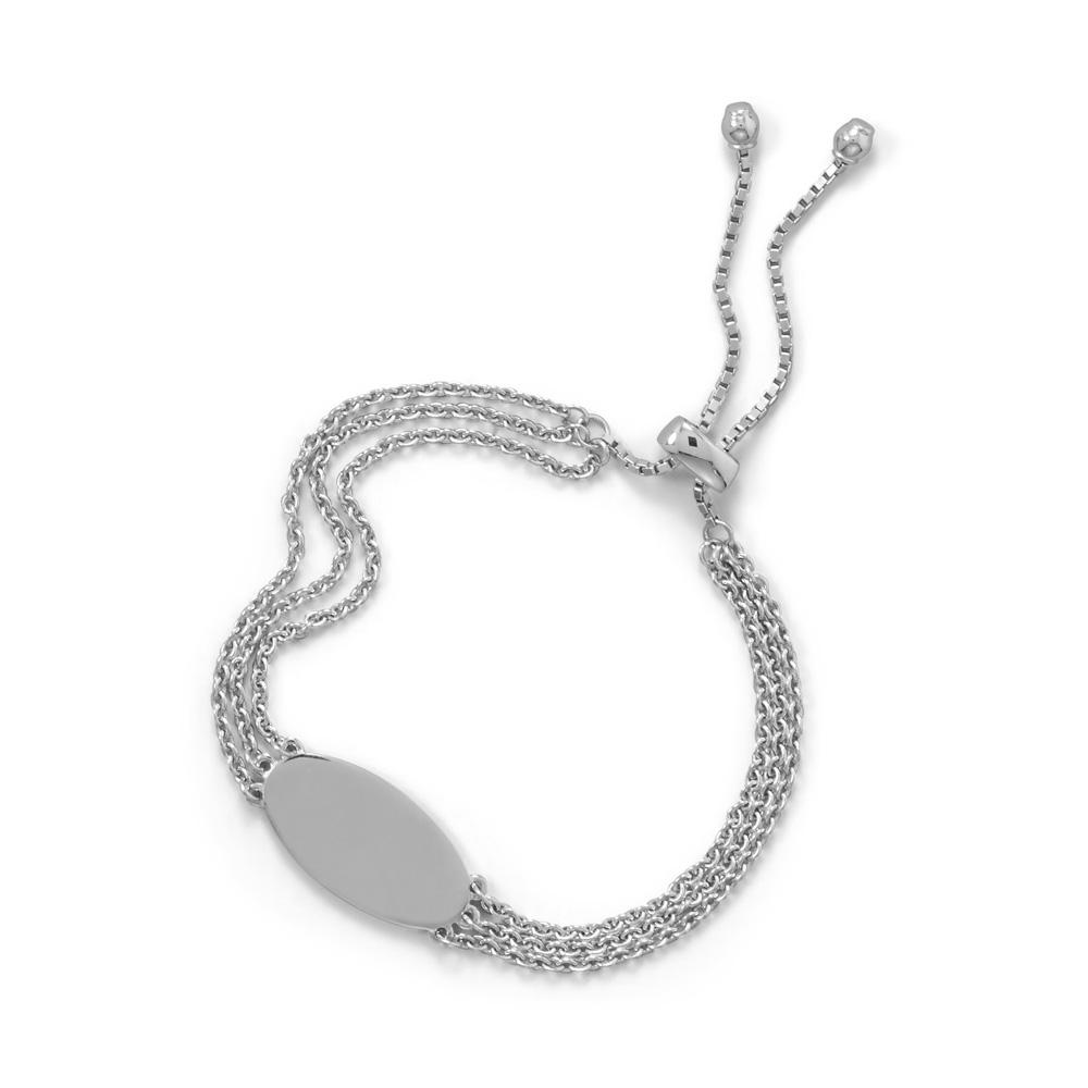 3 Strand Rhodium Plated Engravable Bolo Bracelet - Joyeria Lady