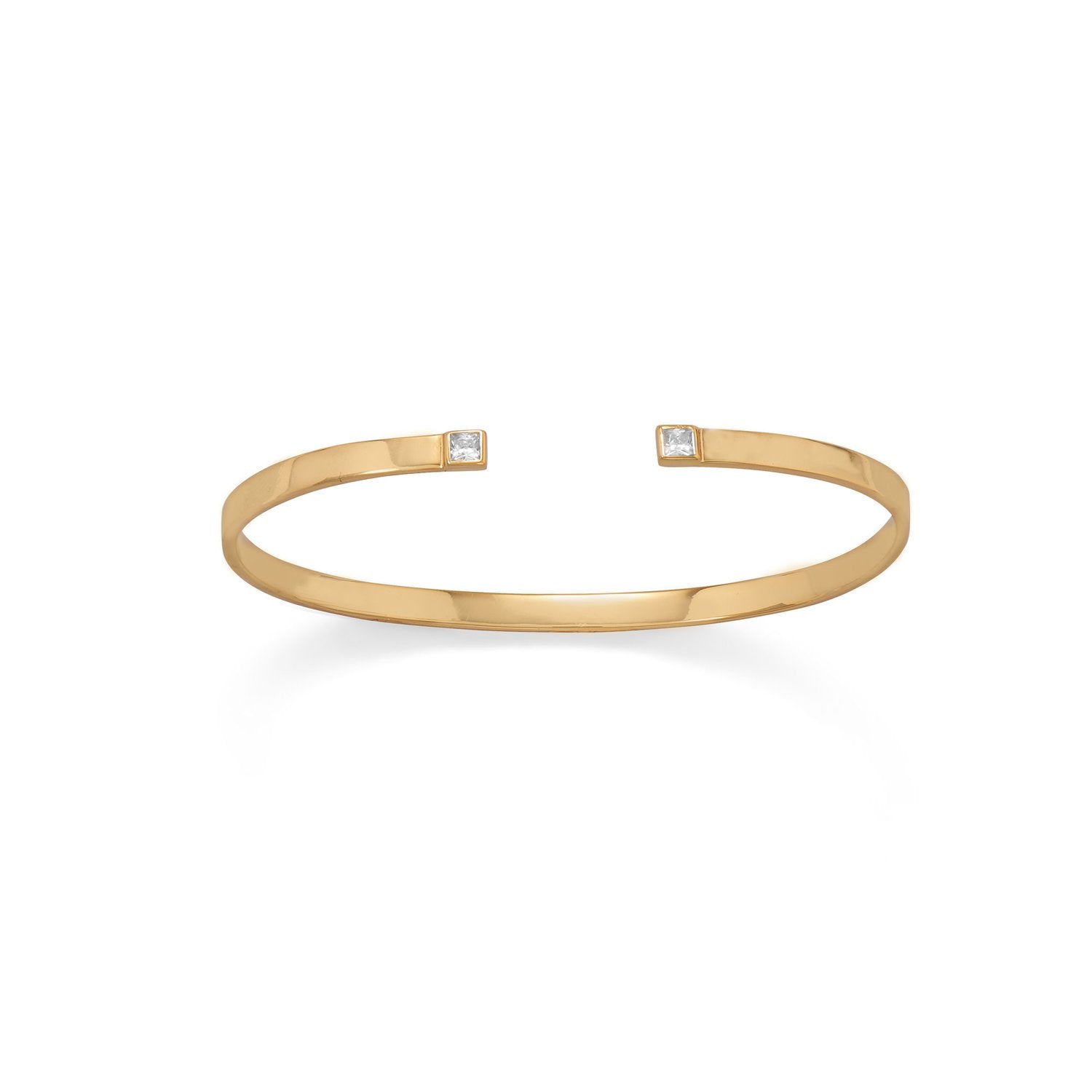 14 Karat Gold Plated CZ Thin Cuff Bracelet - Joyeria Lady