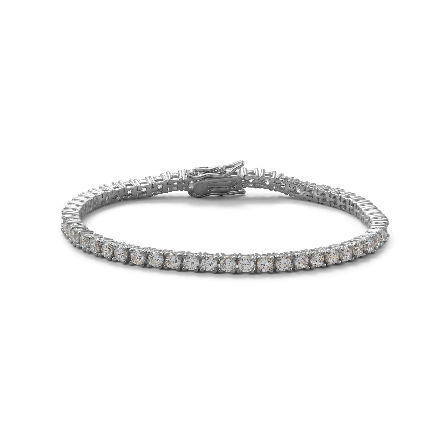 7" Rhodium Plated 3mm CZ Tennis Bracelet - Joyeria Lady