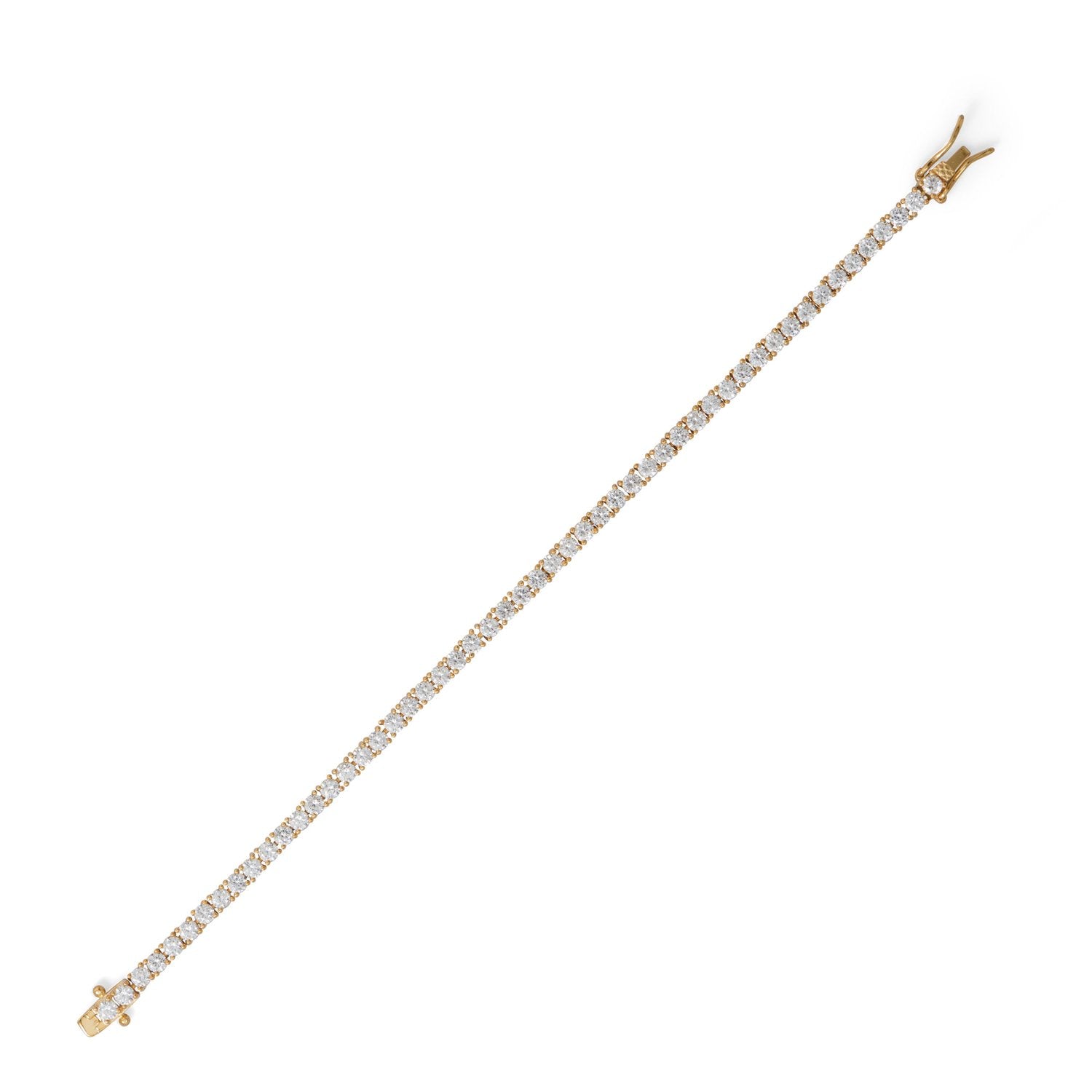 7" 14K Gold Plated 3mm CZ Tennis Bracelet - Joyeria Lady