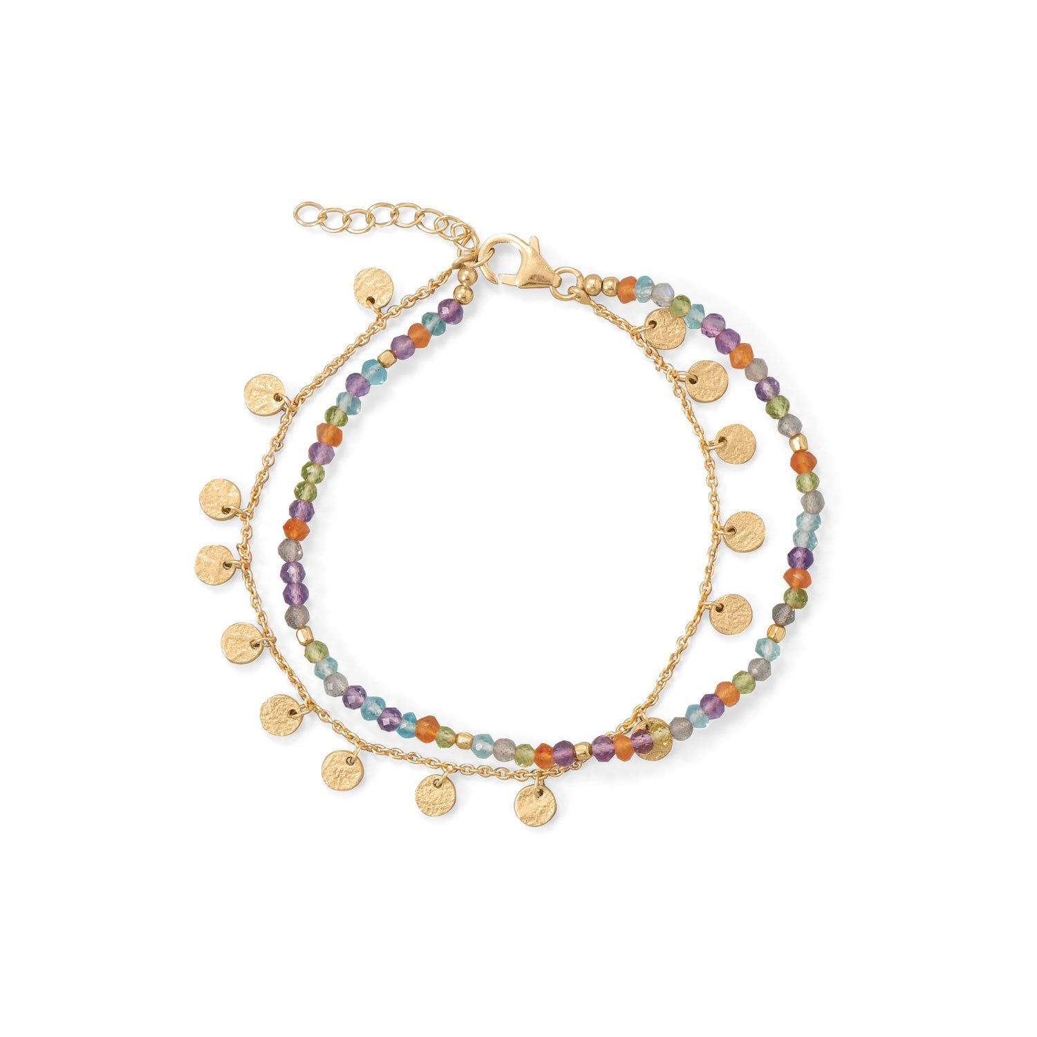 7"+2" Two Strand, Multi Stone Bracelet - Joyeria Lady