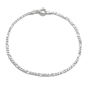 Thin Sterling Silver Figaro Chain Bracelet in 2mm (Gauge 050) width. Available in 7" and 8" Lengths.