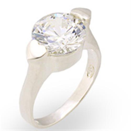 30113 - High-Polished 925 Sterling Silver Ring with AAA Grade CZ  in Clear - Joyeria Lady