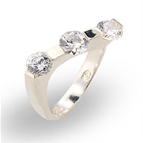 30123 - High-Polished 925 Sterling Silver Ring with AAA Grade CZ  in Clear - Joyeria Lady
