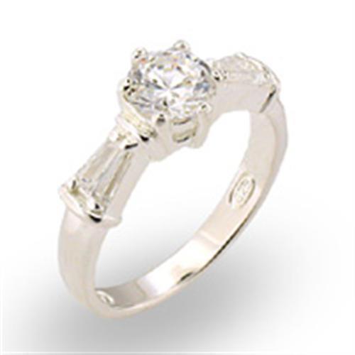 30125 - High-Polished 925 Sterling Silver Ring with AAA Grade CZ  in Clear - Joyeria Lady