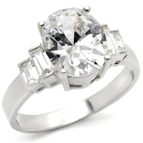 30305 - High-Polished 925 Sterling Silver Ring with AAA Grade CZ  in Clear - Joyeria Lady
