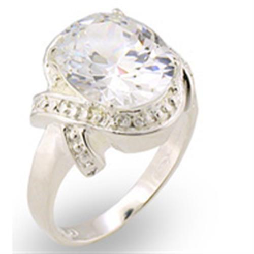 30306 - High-Polished 925 Sterling Silver Ring with AAA Grade CZ  in Clear - Joyeria Lady