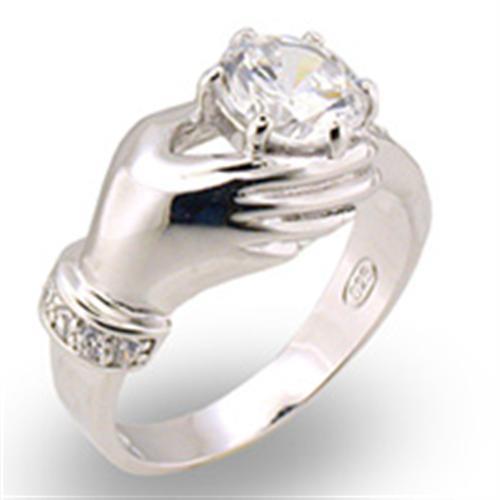 30320 - High-Polished 925 Sterling Silver Ring with AAA Grade CZ  in Clear - Joyeria Lady