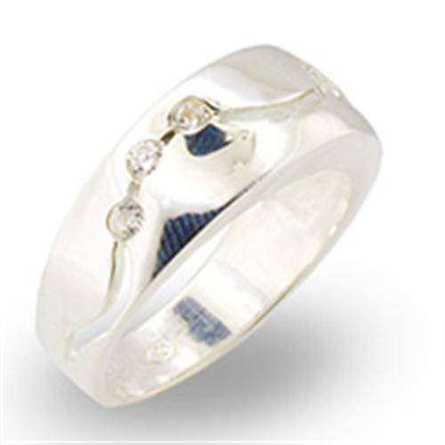 30336 - High-Polished 925 Sterling Silver Ring with AAA Grade CZ  in Clear - Joyeria Lady