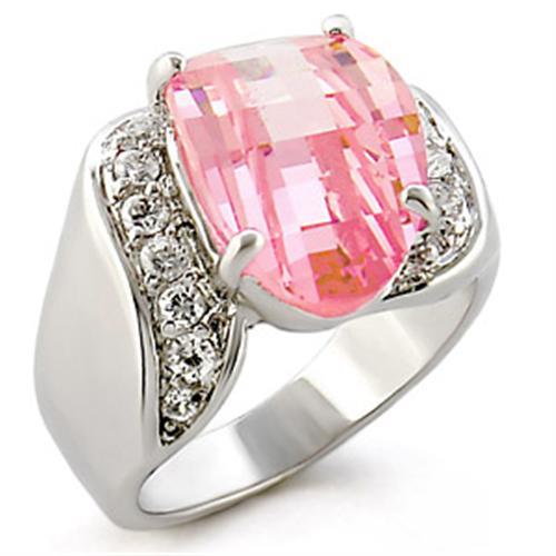 30813 - High-Polished 925 Sterling Silver Ring with AAA Grade CZ  in Rose - Joyeria Lady