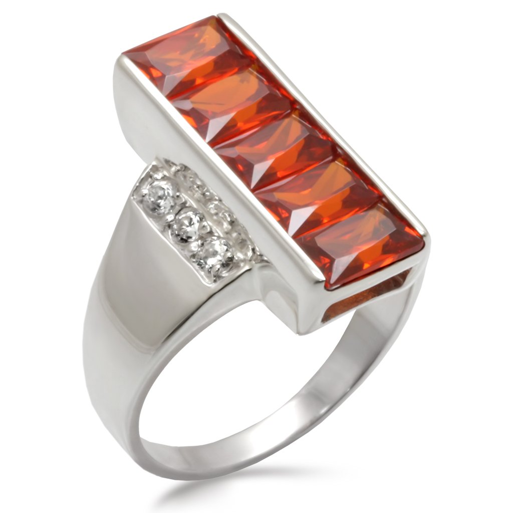 30829 - High-Polished 925 Sterling Silver Ring with AAA Grade CZ  in Garnet - Joyeria Lady