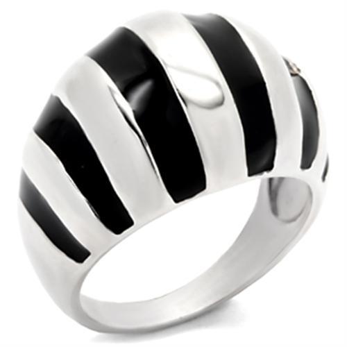 30914 - High-Polished 925 Sterling Silver Ring with Epoxy  in Jet - Joyeria Lady