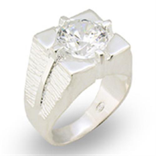 31533 - High-Polished 925 Sterling Silver Ring with AAA Grade CZ  in Clear - Joyeria Lady