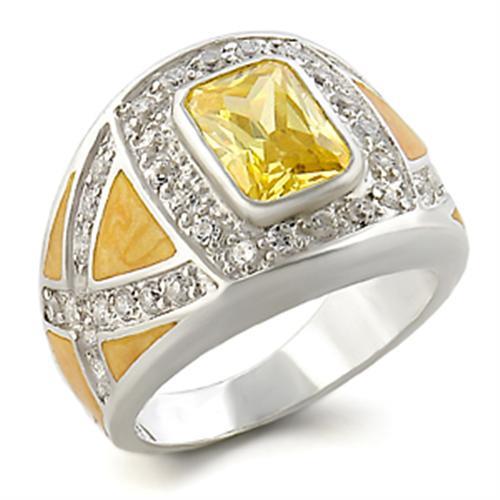 31825 - High-Polished 925 Sterling Silver Ring with AAA Grade CZ  in Citrine - Joyeria Lady