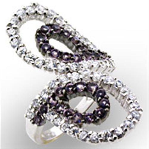 32518 - High-Polished 925 Sterling Silver Ring with AAA Grade CZ  in Amethyst - Joyeria Lady