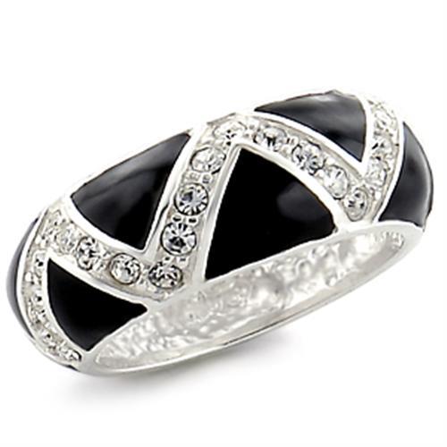 32615 - High-Polished 925 Sterling Silver Ring with Top Grade Crystal  in Clear - Joyeria Lady