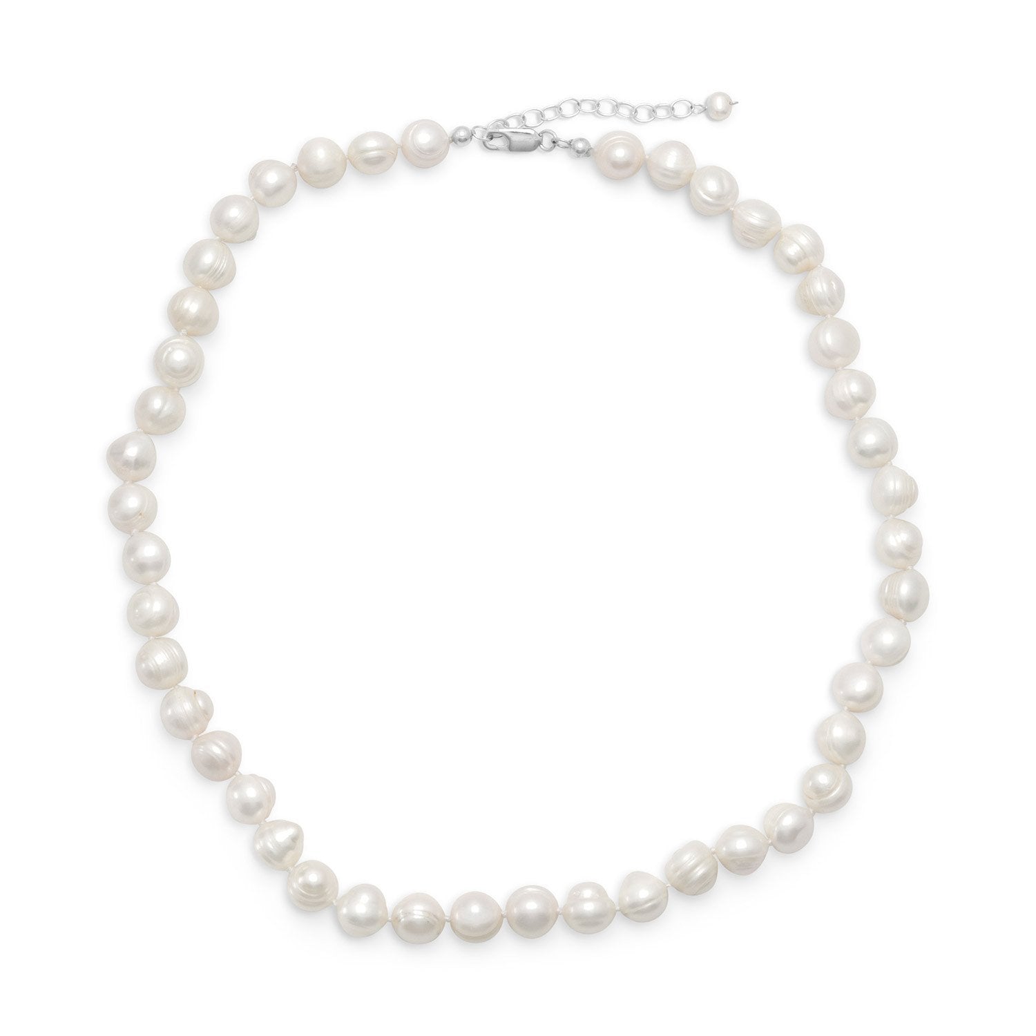 18"+2" Extension White Cultured Freshwater Pearl Necklace - Joyeria Lady
