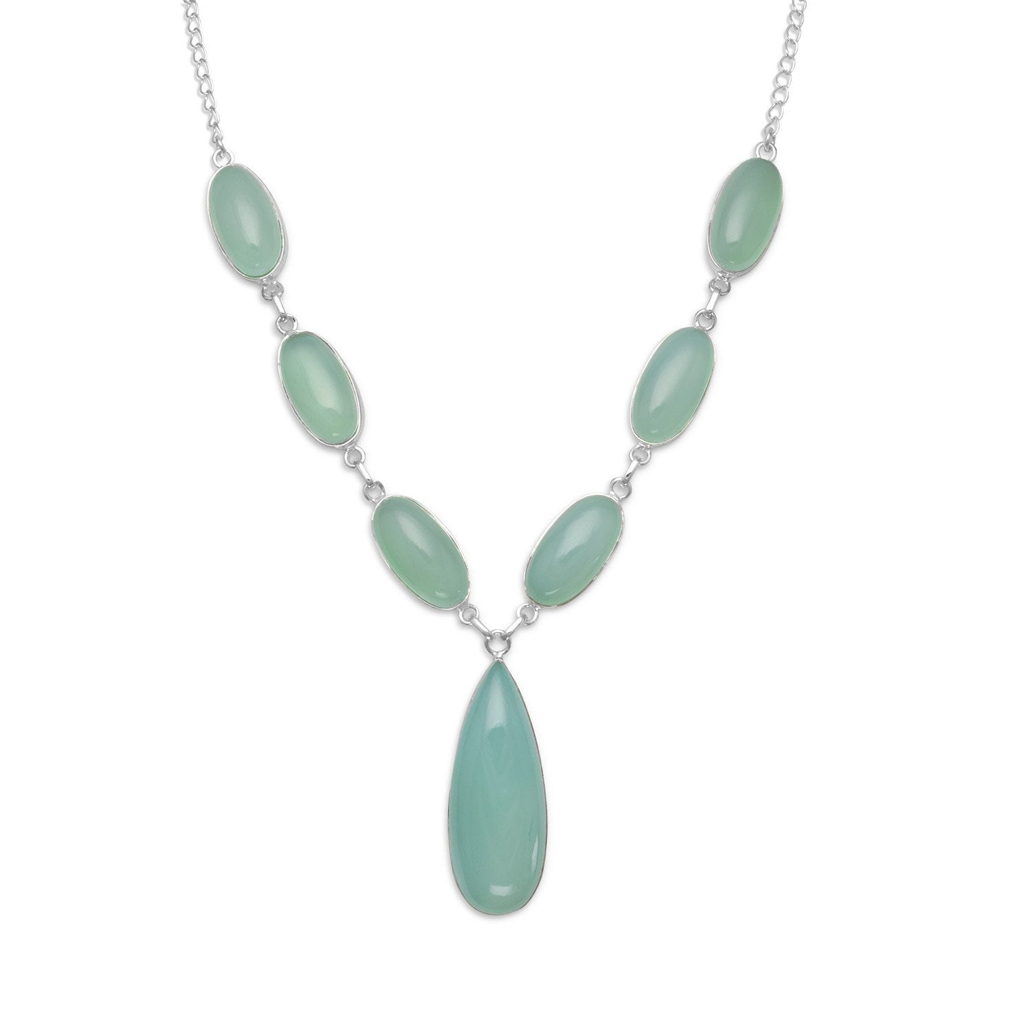 17.5" Green Chalcedony Necklace - Joyeria Lady