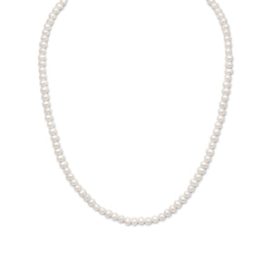 15"+2" Extension White Cultured Freshwater Pearl Necklace - Joyeria Lady