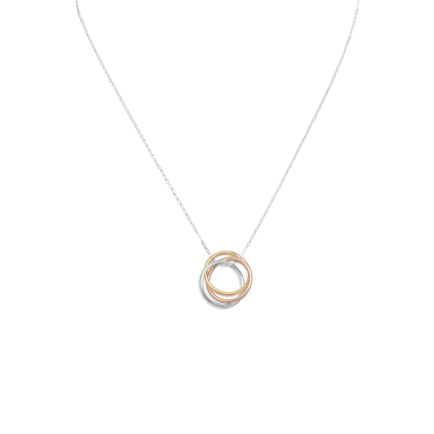 16" Necklace with Tri Tone Rings - Joyeria Lady